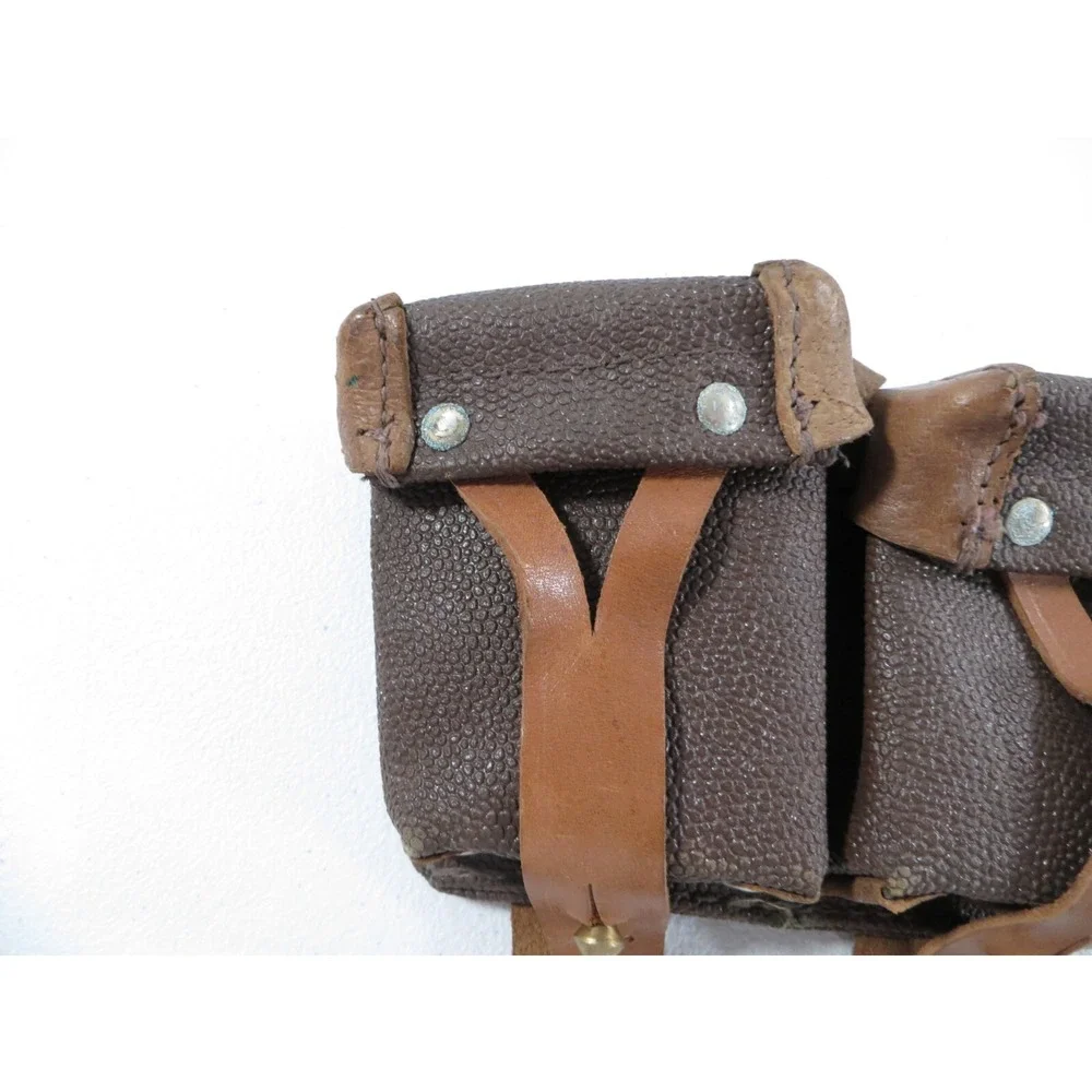 Mosin Nagant Dual Leather‎ Ammo Pouch Russian USSR Dated 1952